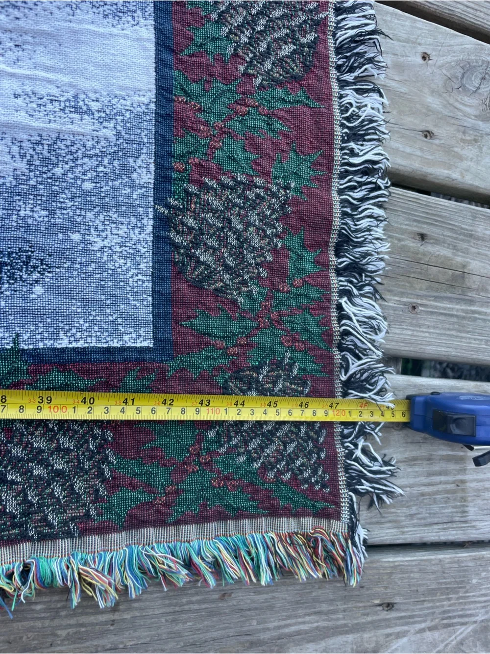 Vintage Chatham Tapestry Saint Nicholas Santa Knit Throw Blanket 100% Cotton